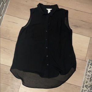 H&M Sheer Black Button Tank